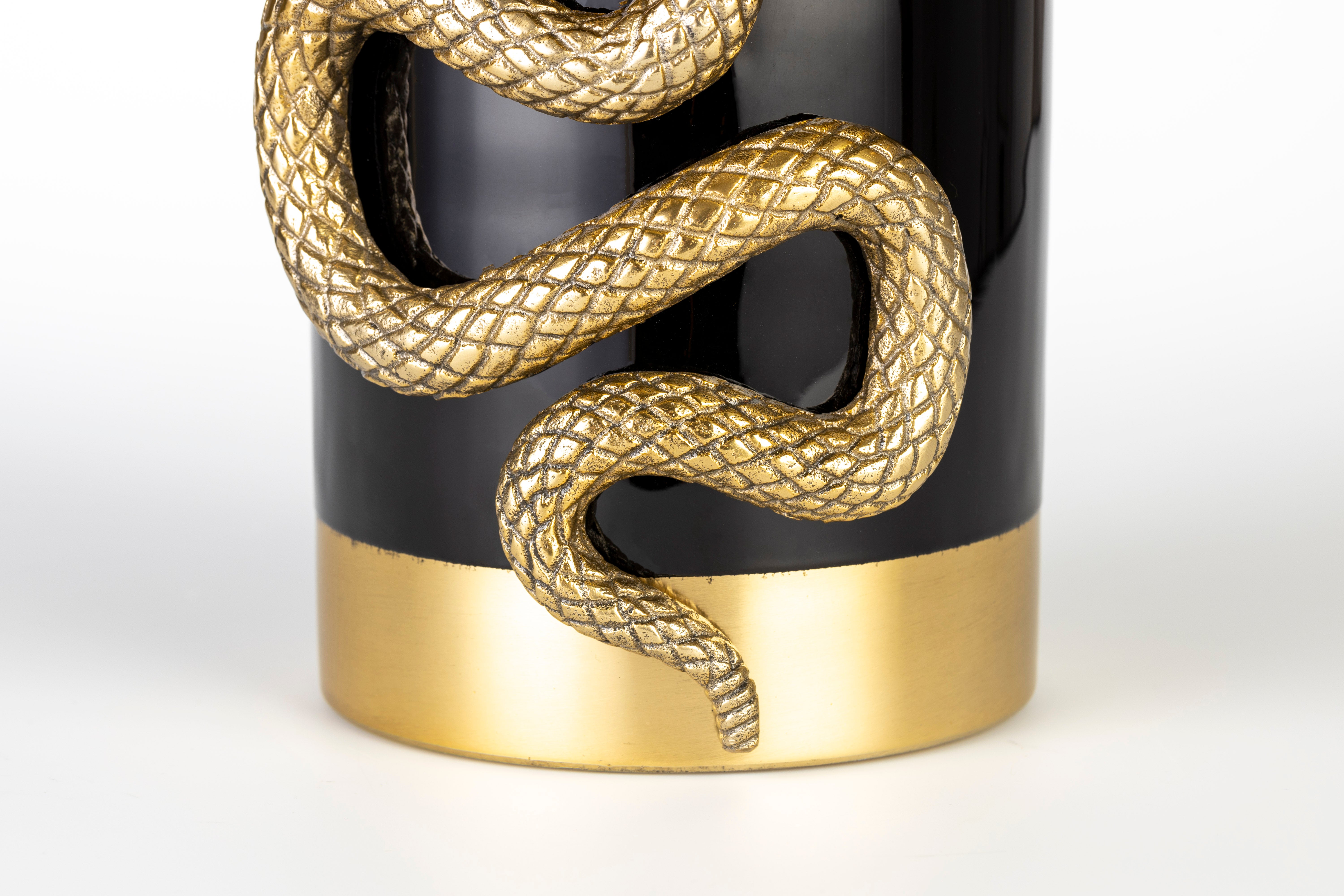 Bold Monkey Never Hurt A Snake Black & Gold Vase Medium